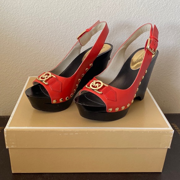 MICHAEL Michael Kors Shoes - BRAND NEW Michael Kors ‘Charm Sling’ Leather Wedges